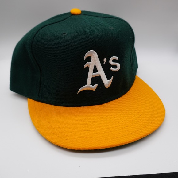 Men New Era 5950 Fitted Hat Mens 7 3/4 Green Oakland Athletics Diamond Collection